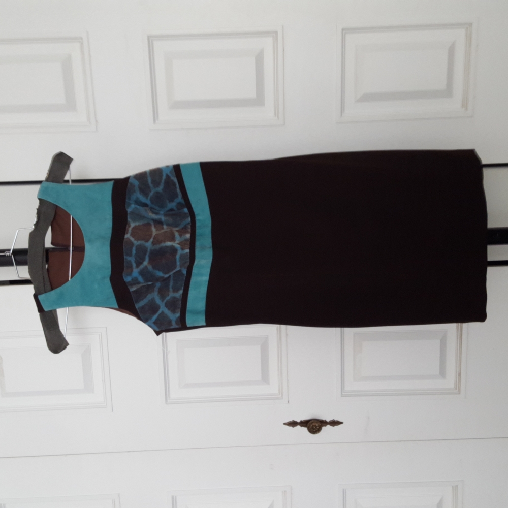 NEW 2 pc brown jacket dress w animal contrast